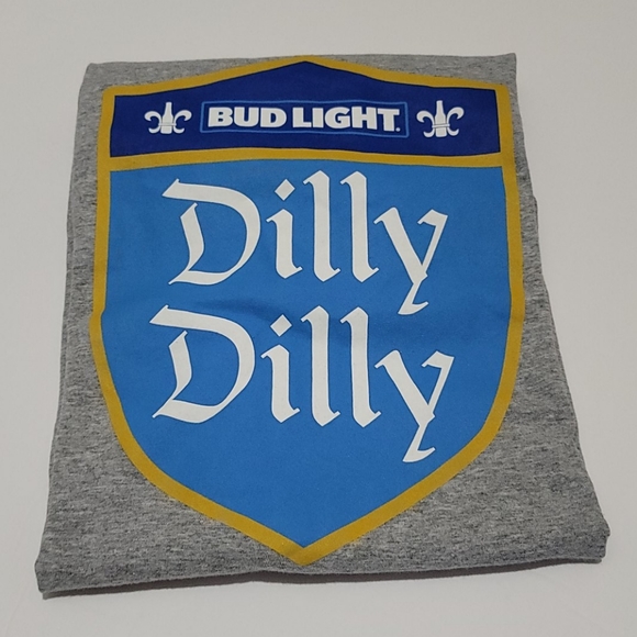 BUD LIGHT DILLY DILLY T-SHIRT BLUE & GREY MENS SHORT SLEEVE TOP SIZE MEDIUM - Picture 7 of 9